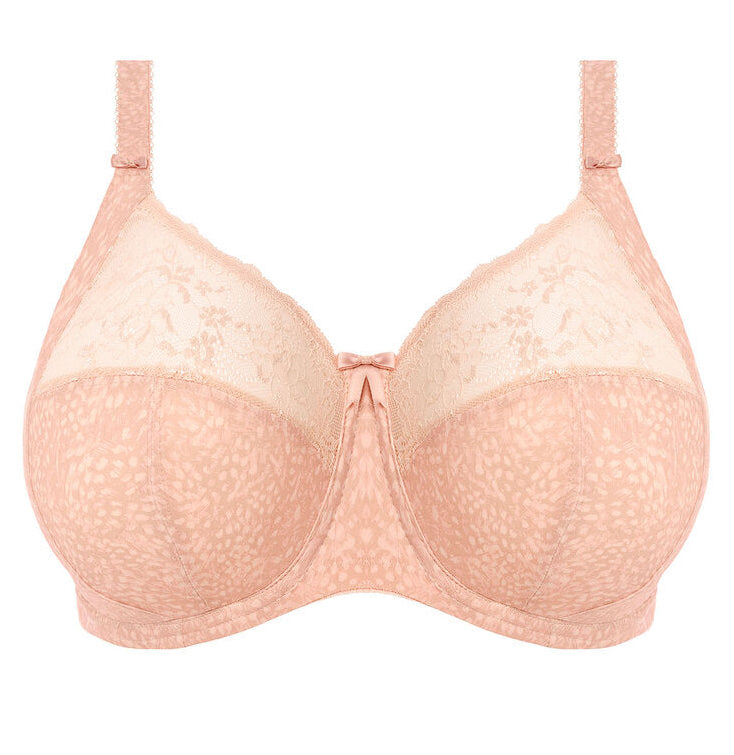  big cup bra in soft pink with subtile leaves print and stretch lace 
