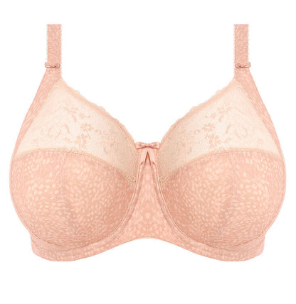  big cup bra in soft pink with subtile leaves print and stretch lace 