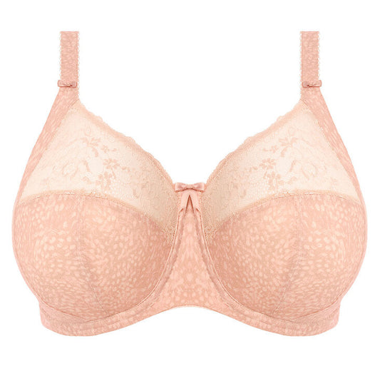  big cup bra in soft pink with subtile leaves print and stretch lace 