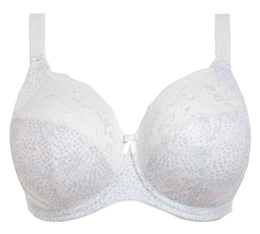  a big cup bra in white with subtile leaves print and stretch lace 