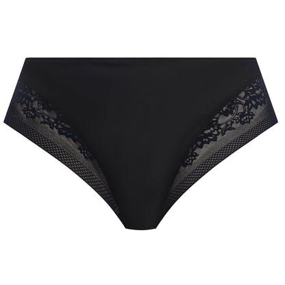 plussize high waist high leg brief with mesh and flower details