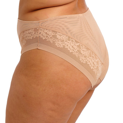 Beige high-waistedlingerie bottom on a white background