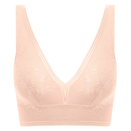 Lace bralette in soft pink nude color
