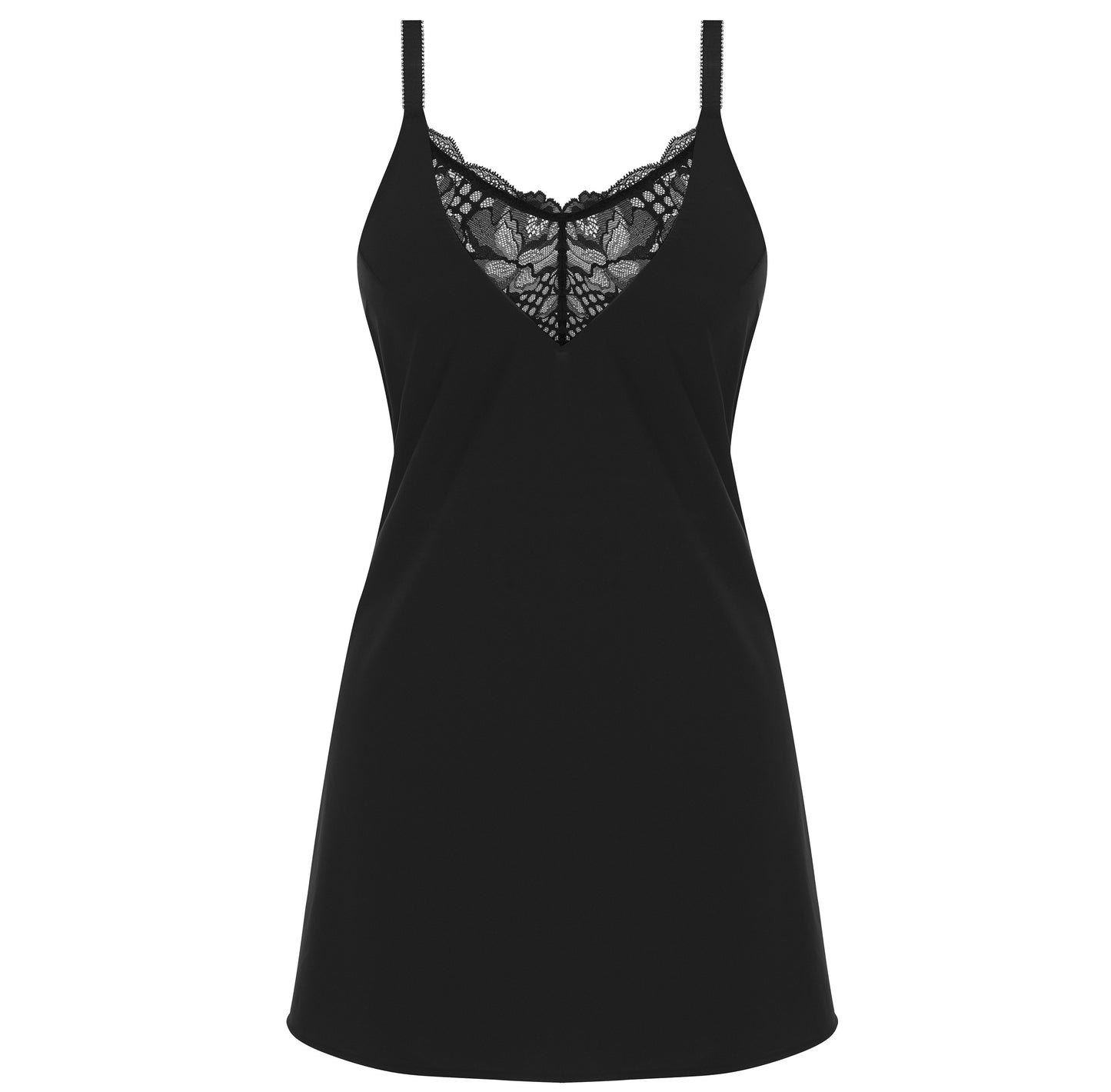 woman's black camisole nightwear with lace