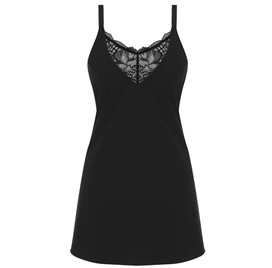 woman's black camisole nightwear with lace
