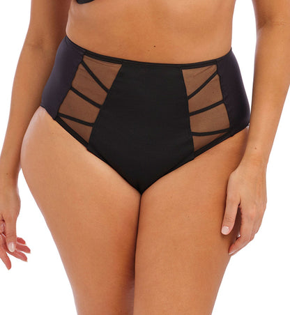 curvy woman wearing a plussize high waist brief with mesh details