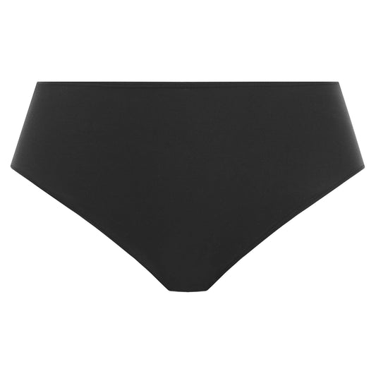Black high-waisted lingerie bottom on a white background