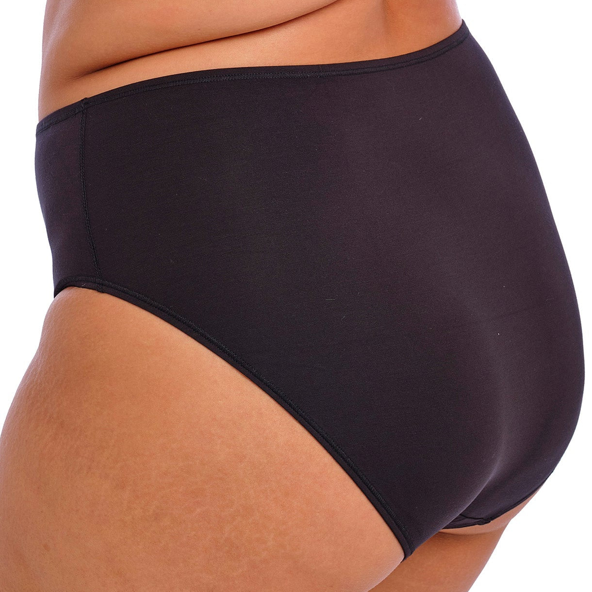 Black high-waisted lingerie bottom on a white background