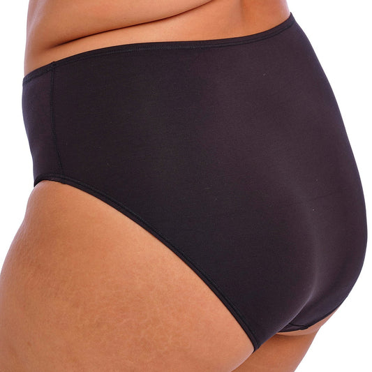 Black high-waisted lingerie bottom on a white background