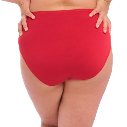Red high-waisted lingerie bottom on a white background