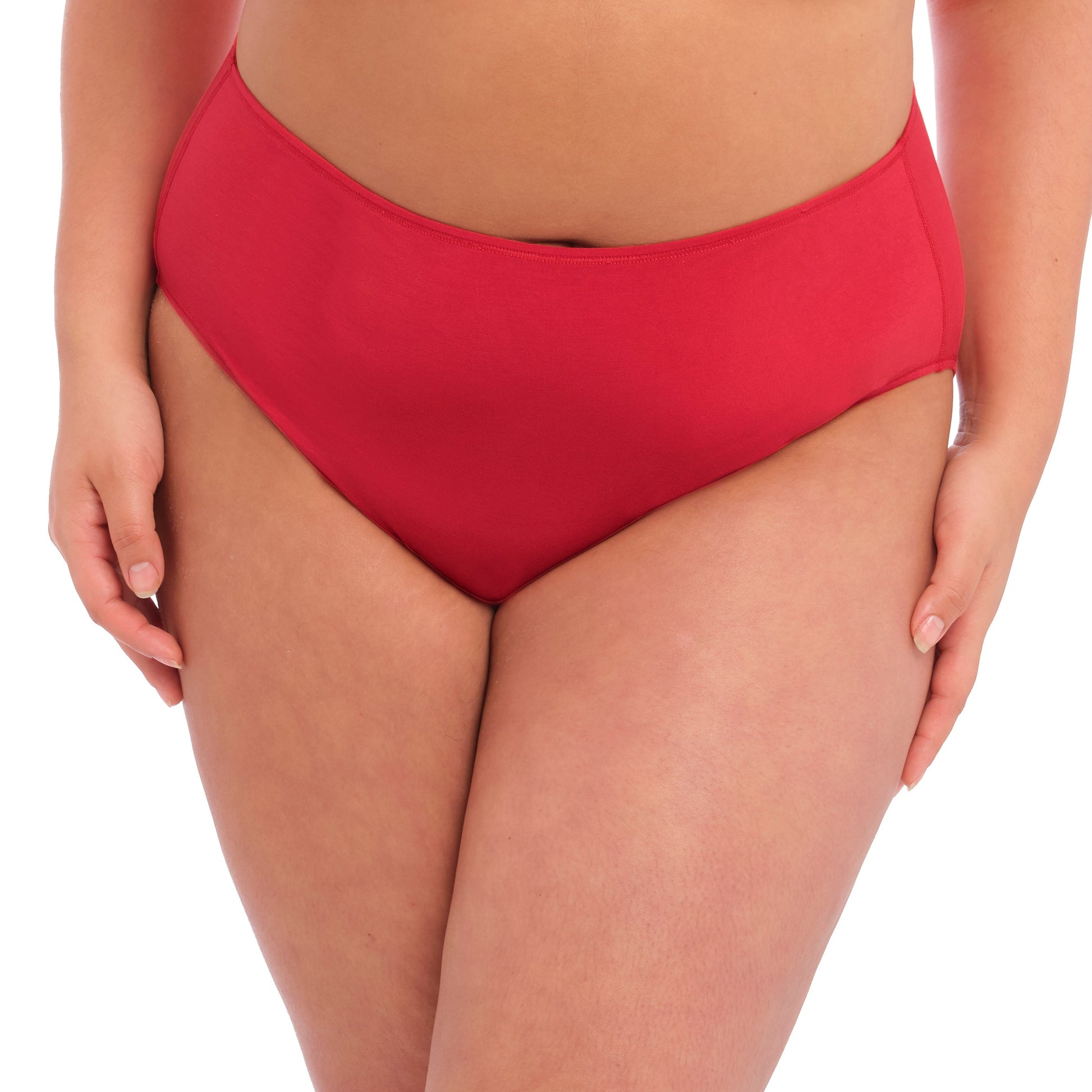 Red high-waisted lingerie bottom on a white background