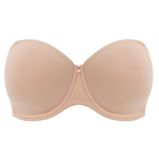  beige strapless bra  against a white background
