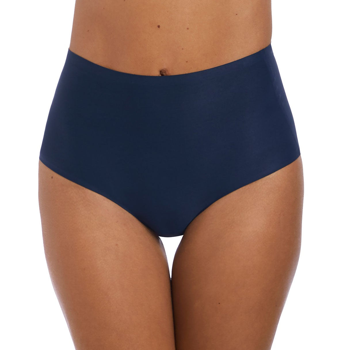 woman wearing an Invisible high waist stretch brief in navyblue