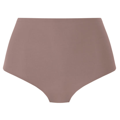 Invisible high waist stretch brief in taupe color