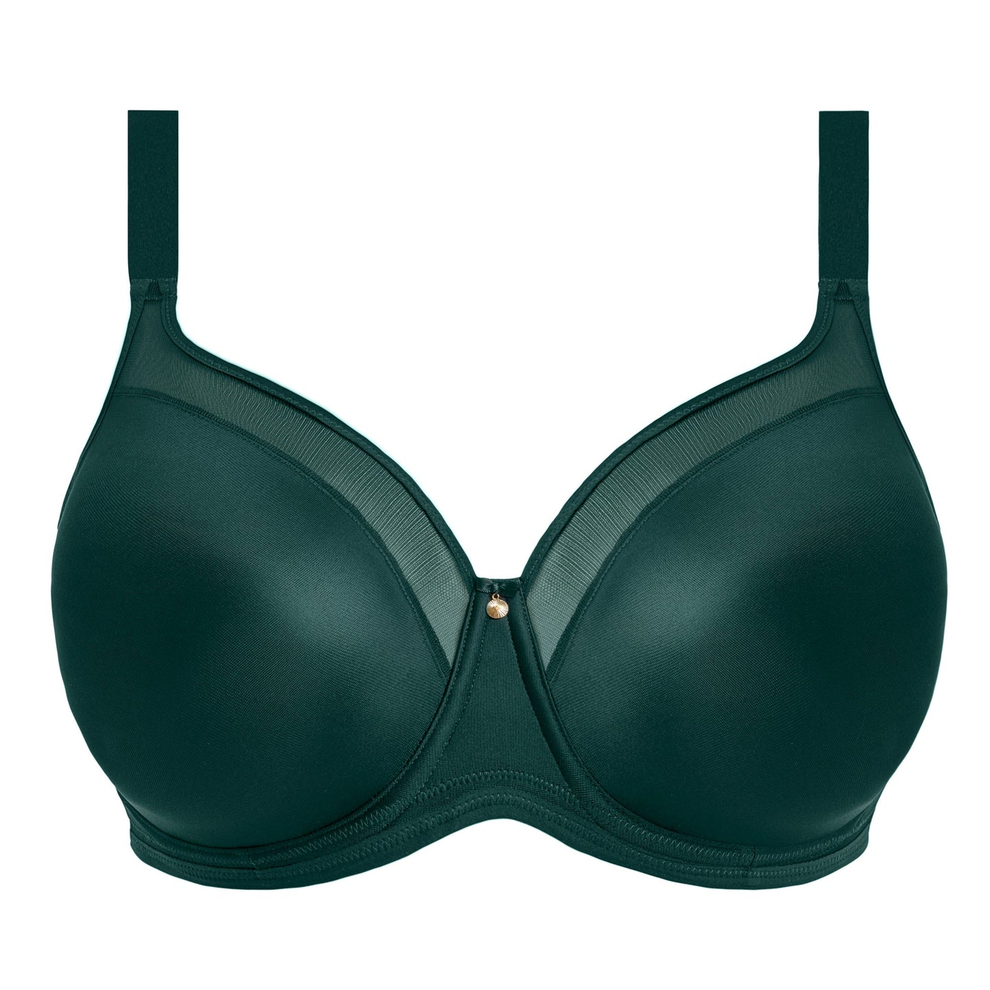 Emerald green bra on a white background