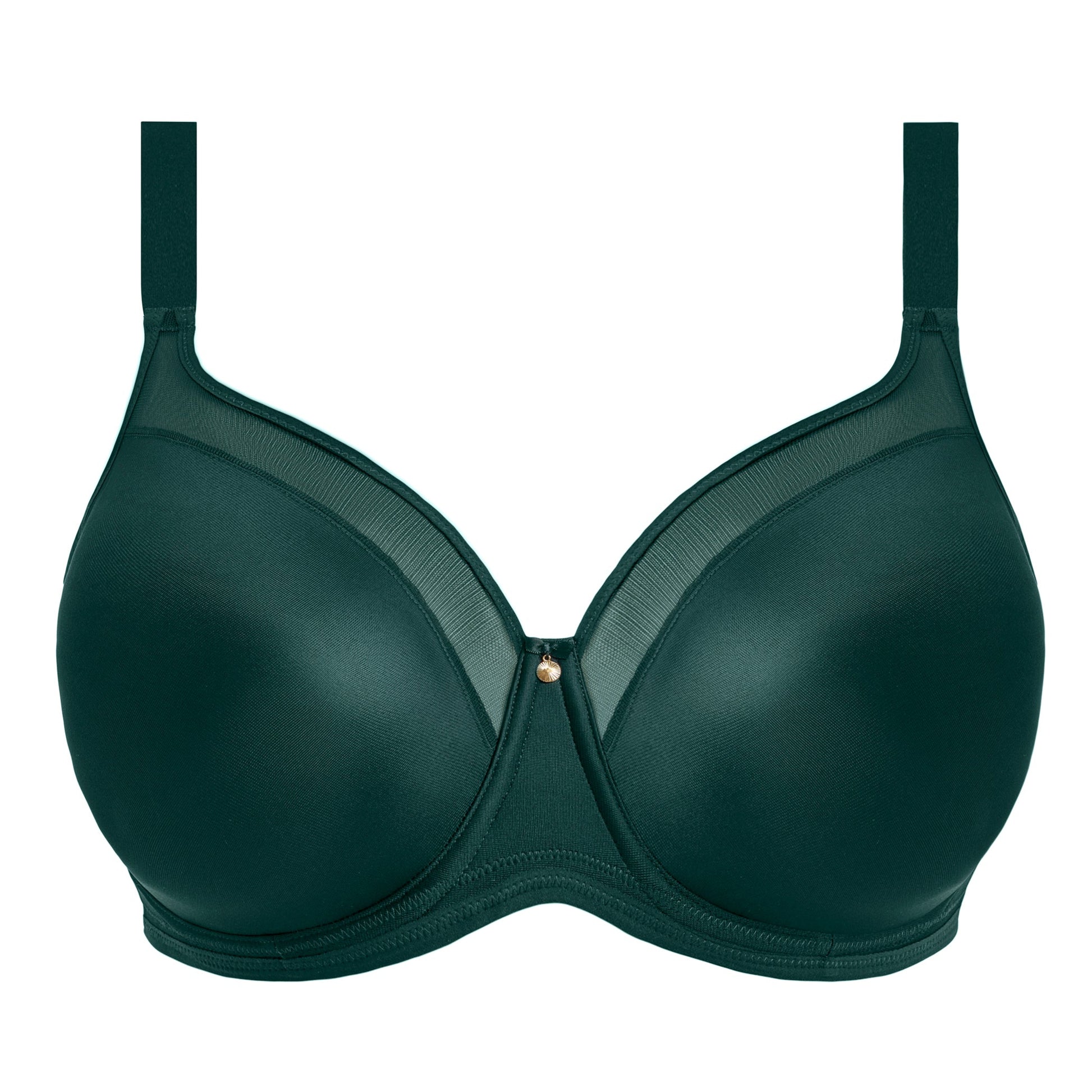 Emerald green bra on a white background