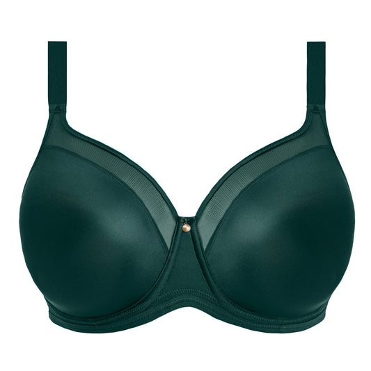 Emerald green bra on a white background