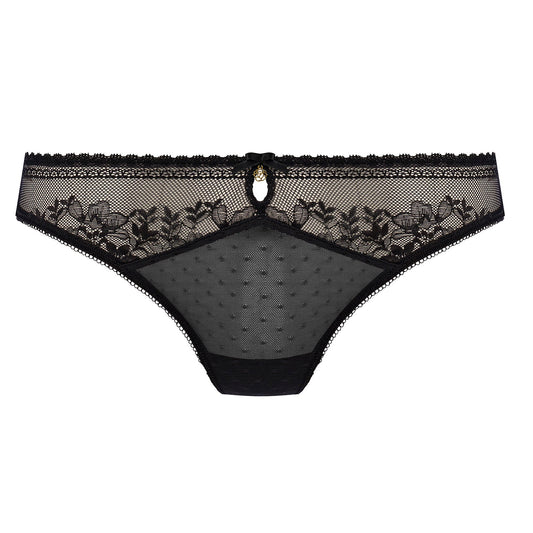 black lace and mesh brazilian brief