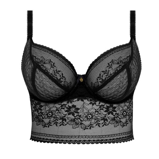 black lace longline big cup bustier bra