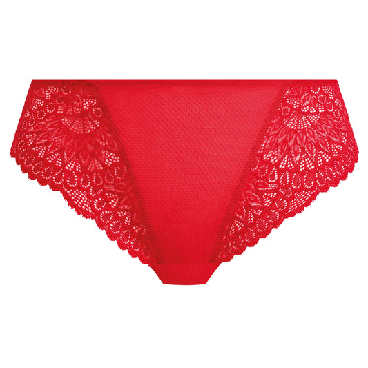 Red lace underwear on a white background