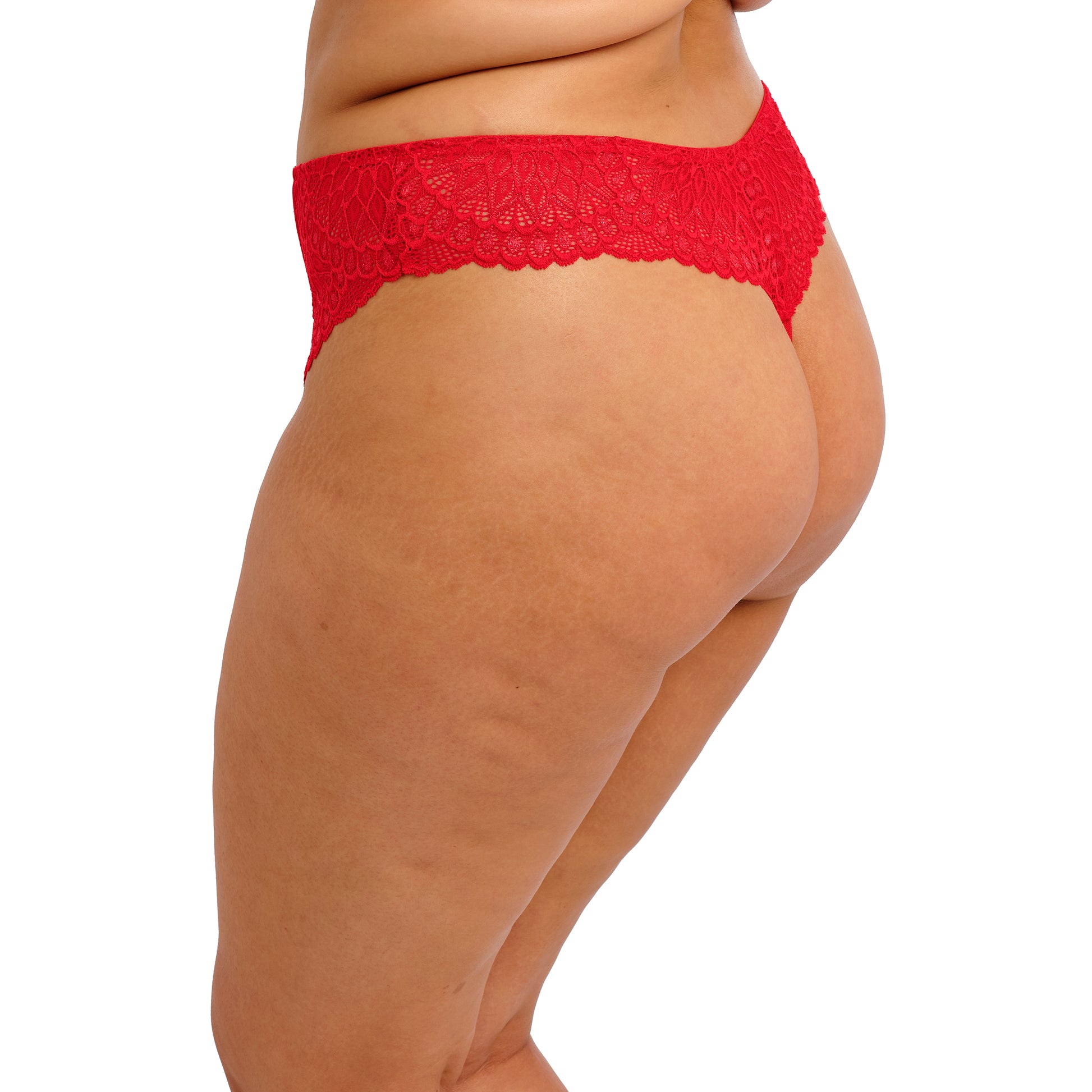 Red lace underwear on a white background