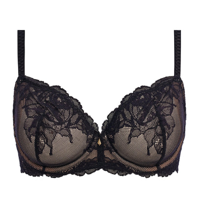 black lace bra with flower details