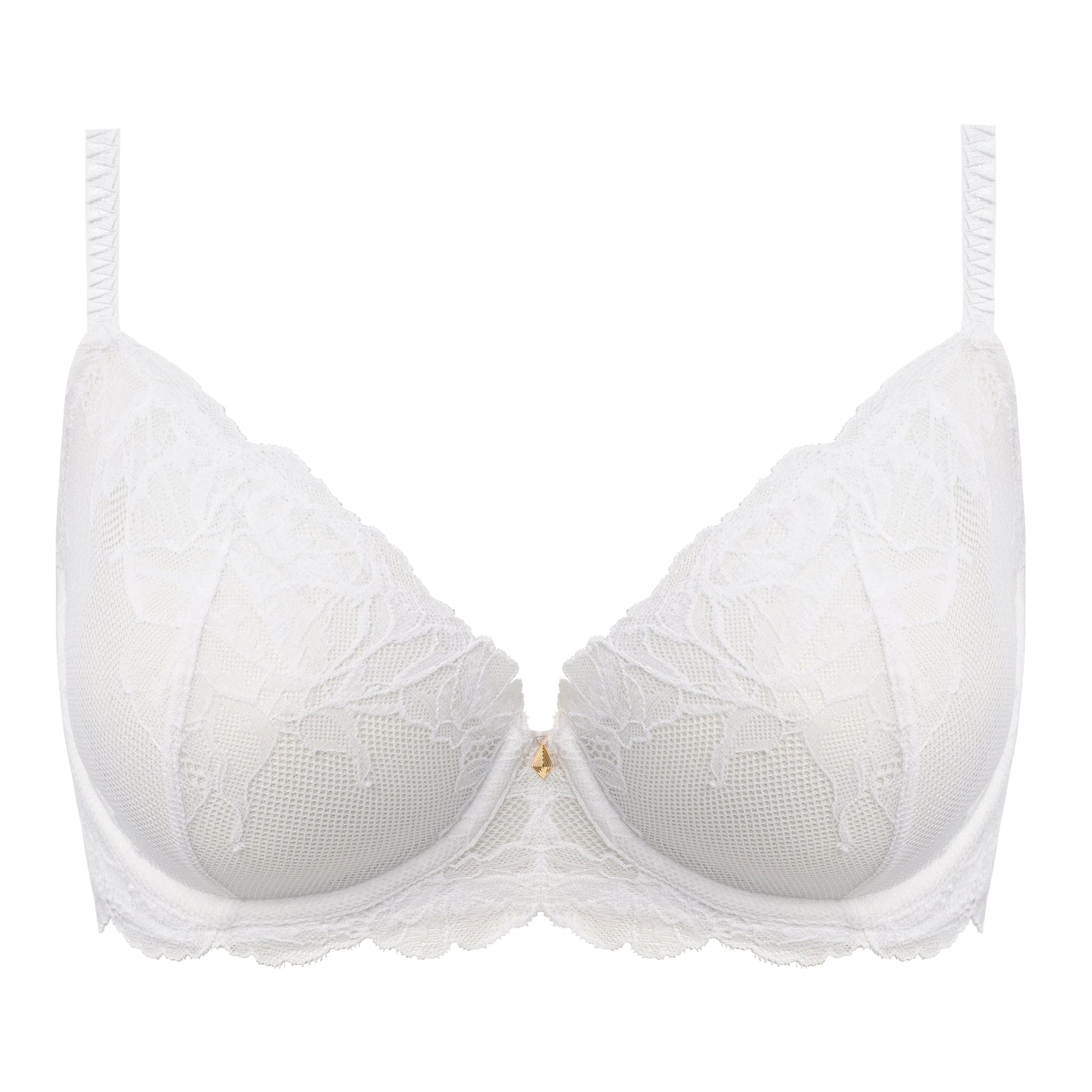 white lace bra with flower details