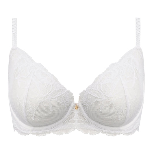 white lace bra with flower details