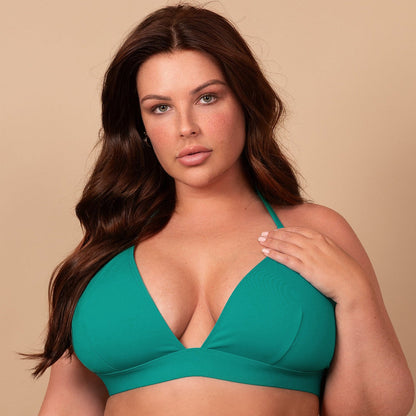 The Class Triangle Bikini Top with wide elastic support and adjustable hook closure