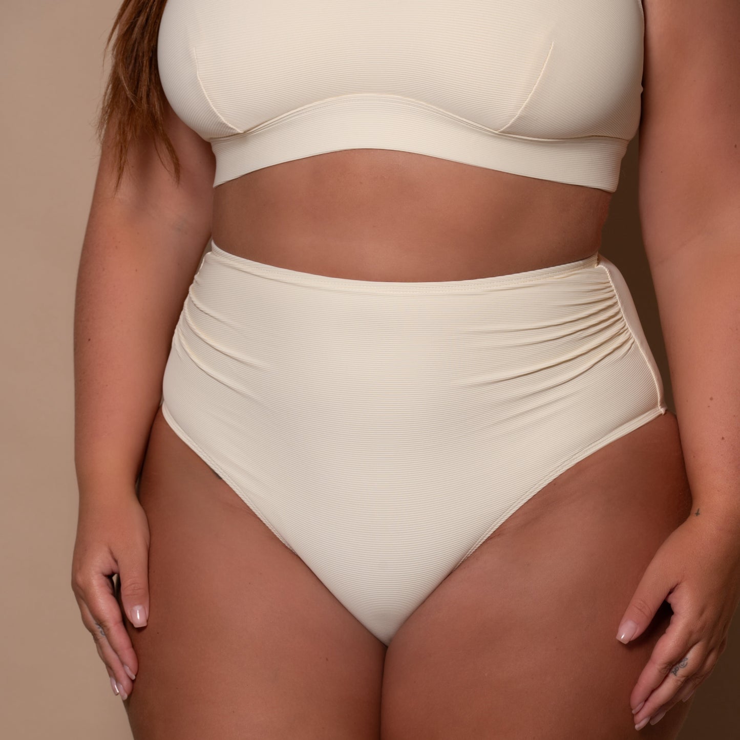 Cream High Waist Bikini Briefs