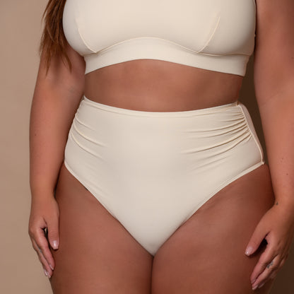 Cream High Waist Bikini Briefs